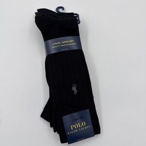 NWT Pack Of 3 Ralph Lauren Super Soft Comfort Fit Black Trouser Socks Sz XL